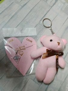 Combo Of 1set bracelet And Teddy Keychain.