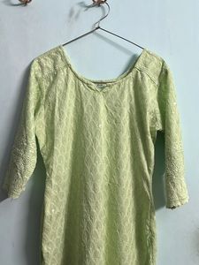 Chikankari Green Kurti