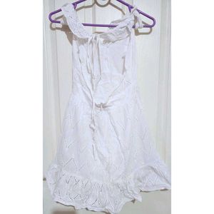 White Self Designed Mini Dress