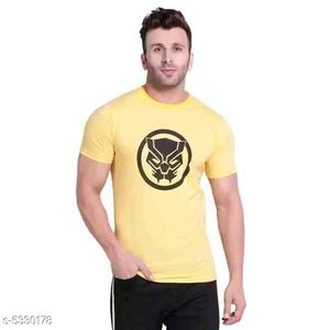 Yellow cotton round neck tshirt
