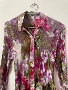 Floral Print Pleated Shirt💚