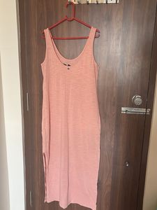 Casual Peach Tank Midi Dress