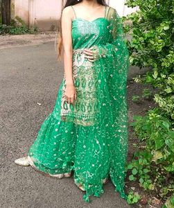 royal Green party wear Sharara💚Without Dupatta