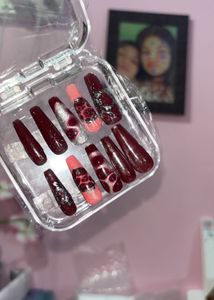 Burgundy Press on Nails