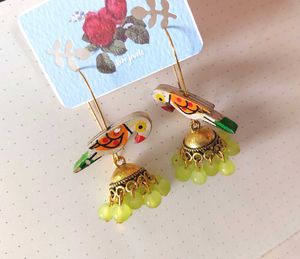 Tota Parrot Jhumka Earring Ethnic Contemporary