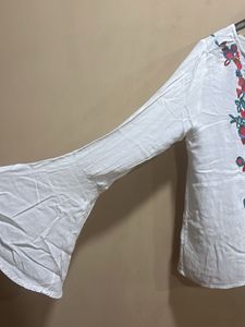 Floral Embroidered White Blouse