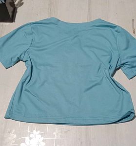 Cute Blue Graphic Crop Top