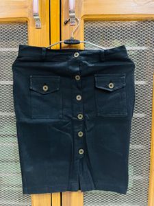 Black Button Down Pencil Skirt