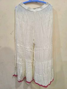 White Sharara Plazzo with Pink Trim