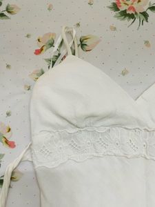 White Lace Trim Cami Dress
