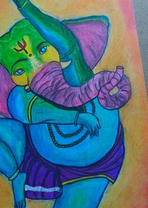 Ganesha Art With Oil Pastel
