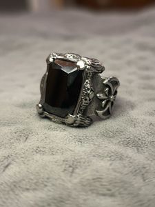 Mens Biker Black Gem Ring