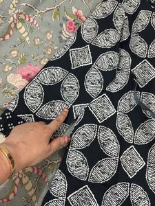 Patterned Black Kurta