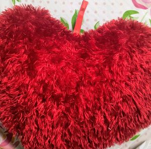 Heart Shaped Red Fur Pillow