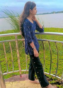 Stylish Blue Printed Kurta