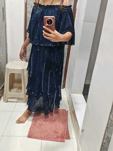 Navy Blue Off-Shoulder Dress