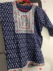 Embroidered Ikat Short Kurti