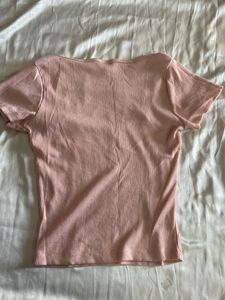 Peach Ribbed Square Neck Top