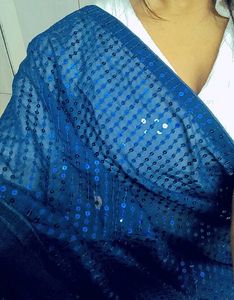 Emblisshed Bollywood Georgette Sarree( Dark BLUE)