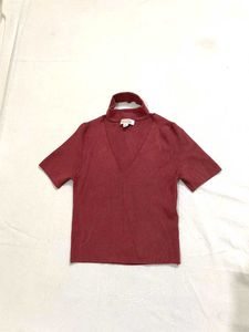 Women Burgundy V Neck Crop Top Sweater