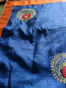Blue Embroidered Sari