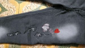 Embroidered Grey Wash Jeans