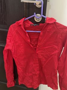 Red Button-Down Shirt