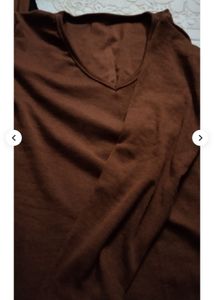 Brown V-neck T-shirt