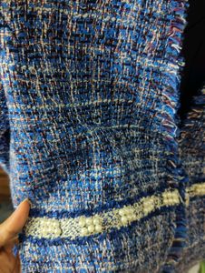 ZARA Tweed Elegance: Chic Blue Blazer