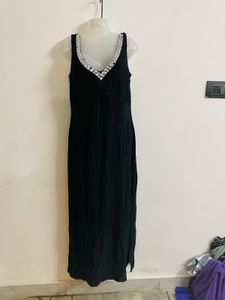 Diamond Work Cocktail Gown With Slit
