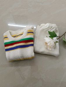 Babyhug Full Sleeves Striped Sweater & Pajama Set