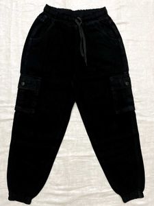 Cargo Jeans Joggers Black Denim Pants