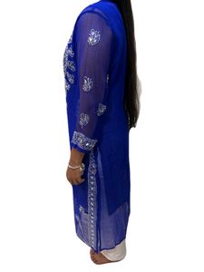 Elegant Blue Mirror Work Embroidered Kurta