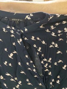 Bird Print Long Sleeve Top