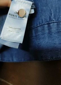 Monte Carlo Women Blue Light Wash Cotton Shirt