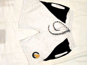 Grey &amp; Black Graphic Print Shorts