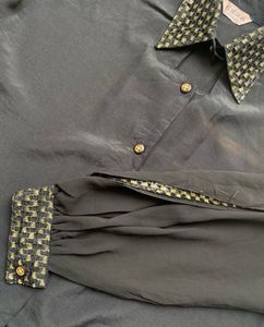 Black Shirt with quilt detail on sleeve