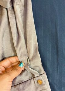 Elegant Greyish Silver Satin Top