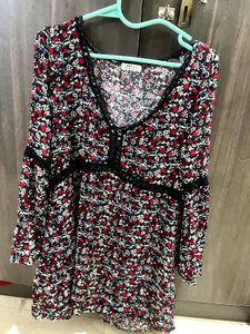 Vintage Y2k Floral Print Long Sleeve Dress/TOP