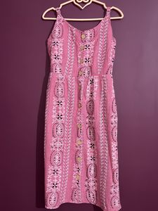 Printed Cotton Dress In Rose Color