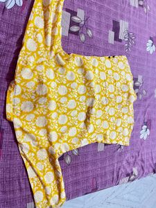Vibrant Yellow Floral Tunic Short Kurti