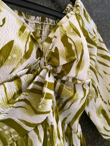 Green &amp; White Long Sleeve Dress