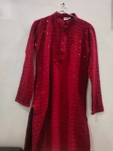 Mens Festive Wear Kurta Pajama With Sequence Work