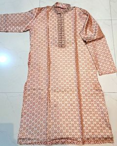 Men Silk Sherwani Style Zari Kurta Set