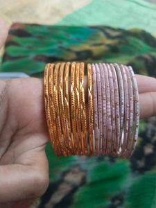 Golden And Like Pink Silver Bangle