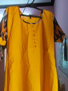 Yellow &amp; Ikat Print Kurta