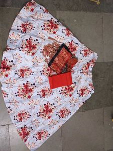 Floral Print Lehenga Choli Set with Accessories