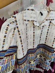 Vero Moda Boho Printed Shirt with Puffed Sleeves