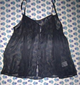 Black Sheer Floral Top.