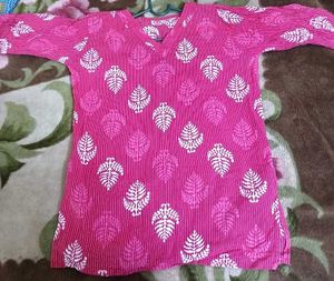 Pink Printed Kurti Top